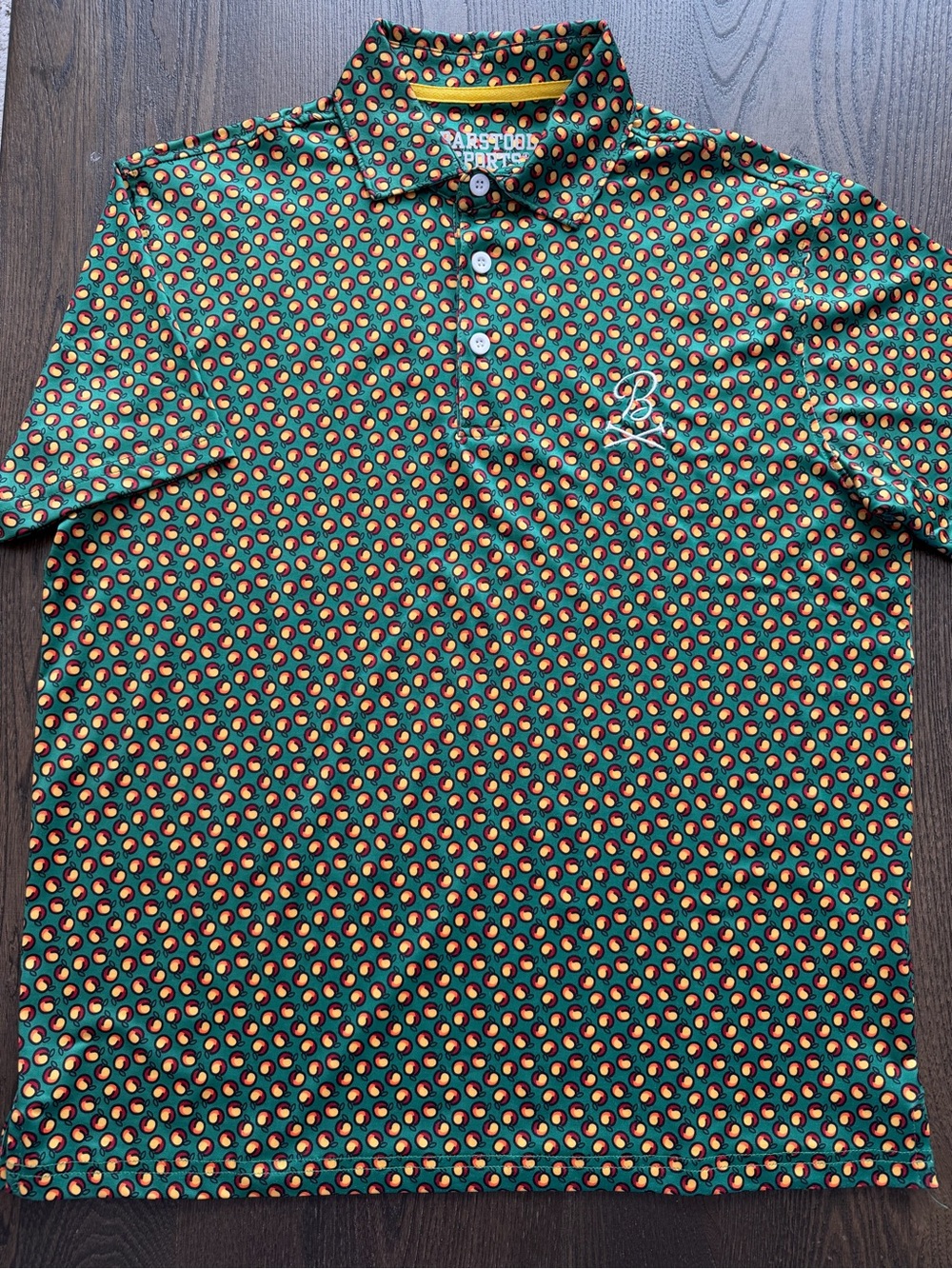 Men’s Barstool Sports Green “Peach”Printed Polo Shirt